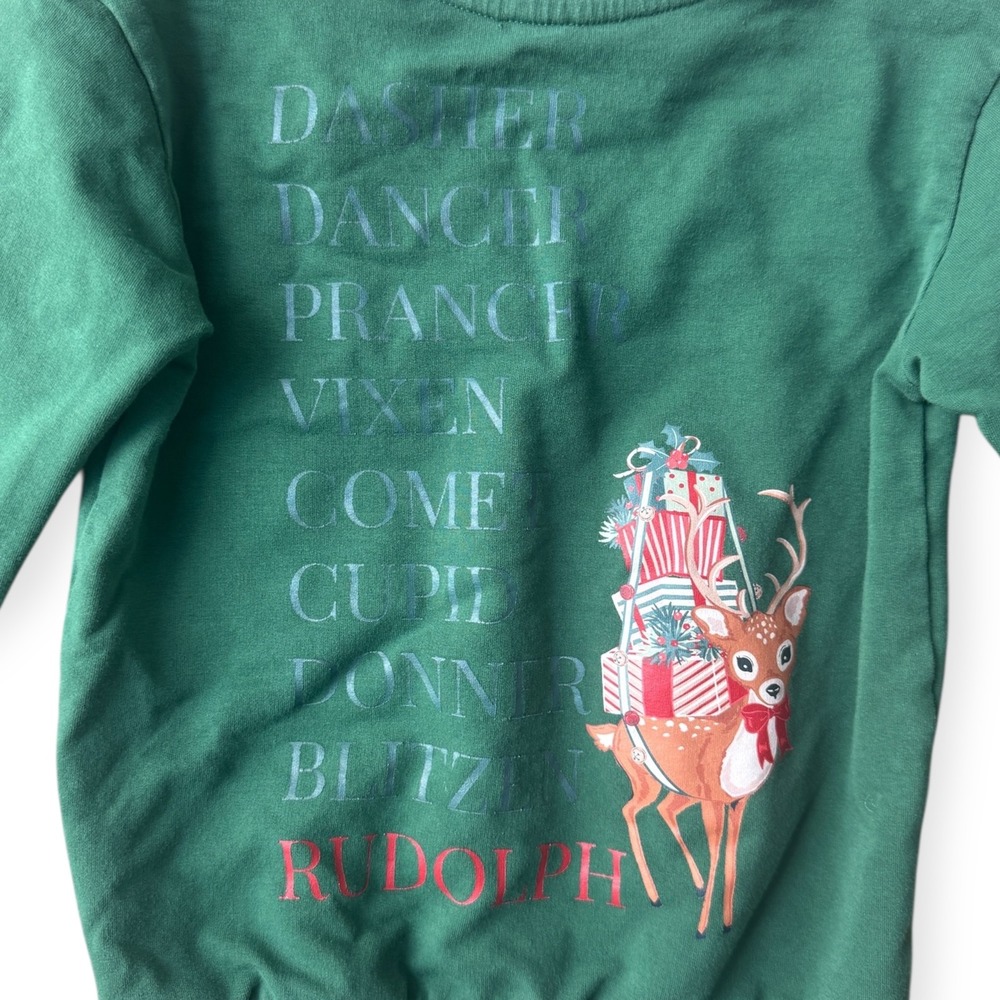 Velvet Fawn Gangs All Deer Classic Pullover in Evergreen in Child Small (3/4) - Picture 6 of 7